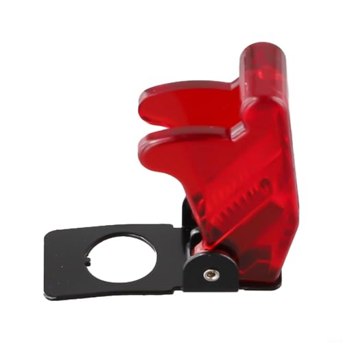 Zilimontt Beleuchtete LED-Kippschalter-Abdeckung, 12 V, Auto-Armaturenbrett-Schutzgehäuse mit Raketen-Flick-Sicherheitsschutz, SPST Ein-/Aus-elektrische Steuerung für Automotive, (transparent-rot) von Zilimontt