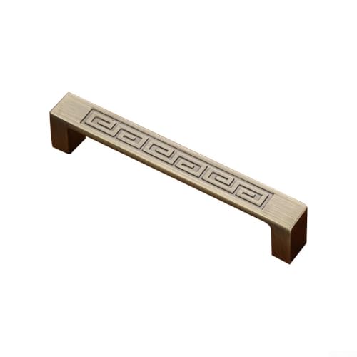 Zilimontt Bronzefarbener Schranktürgriff, Zinklegierung, Kleiderschrank-Schubladengriff mit chinesischem Siegelschnitz-Design, antiker Stil, Möbelknauf für Schrank, Kommode, Schrank, Zuhause (B-104 mm von Zilimontt