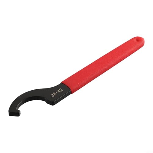 Zilimontt C-Hakenschlüssel für 38–42 mm Rundmutter, Karbonstahl, verstellbares Spannzangenfutter mit rotem rutschfestem Gummigriff, schwarze oxidierte Oberfläche für Werkzeugmaschinen (38–42 mm) von Zilimontt