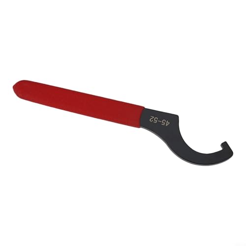 Zilimontt C-Hakenschlüssel für 38–42 mm Rundmutter, Karbonstahl, verstellbares Spannzangenfutter mit rotem rutschfestem Gummigriff, schwarze oxidierte Oberfläche für Werkzeugmaschinen (45–52 mm) von Zilimontt