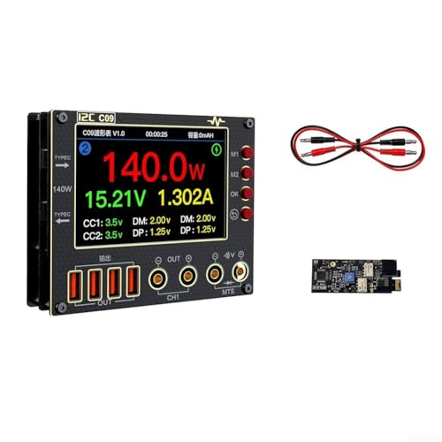 Zilimontt C09 I2C Wellenform-Amperemeter, 0–40 V, Zweik-Spannungs- und Stromprüfer mit Dreifach-Anzeige-System für elektronische Reparatur und Leiterplattendiagnose (Set 2) von Zilimontt