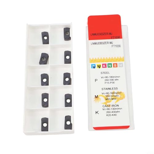Zilimontt CNC Hartmetall Fräseinsatz LNMU0303ZER-MJ AH725 10-teiliges Set für EXN03R Fräser Halbfertigbearbeitung Hartlegierung Grau Standard von Zilimontt