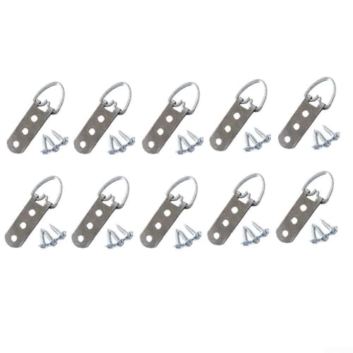 Zilimontt D-Ring-Bilderaufhänger-Set mit Edelstahlschrauben, robuste Eisenrahmen-Aufhängehaken, Doppelloch- und Dreifach-Loch-Design für sichere Montage des Bildes (3 Löcher, 10 Stück) von Zilimontt