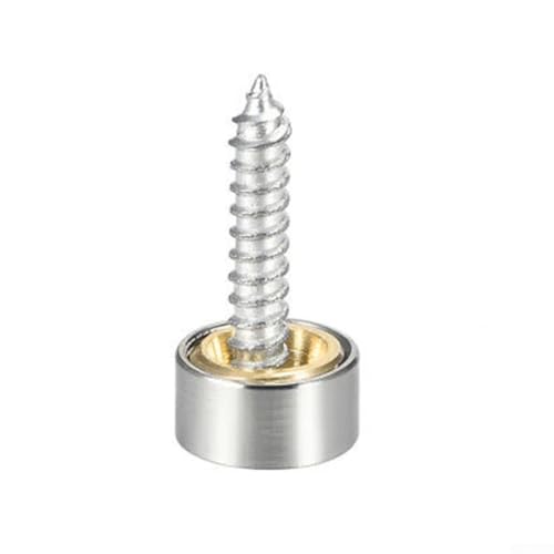 Zilimontt Dekorative Edelstahl-Schraubkappennägel, gebürstete Oberfläche, für Spiegel, Glasschilder, Teetische, Schränke und anderes Holz oder Glas (16 mm), 8 Stück von Zilimontt