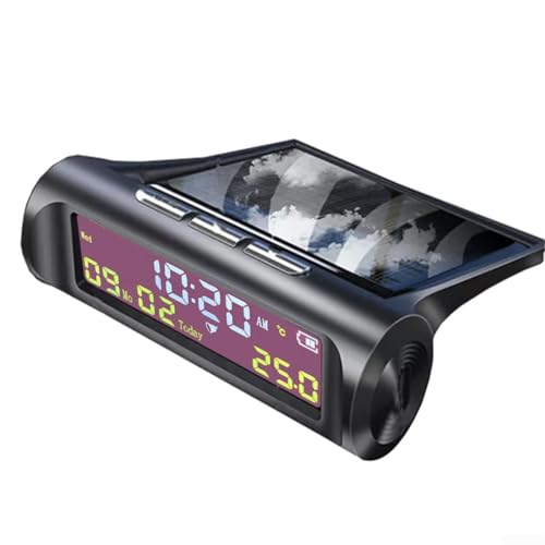 Zilimontt Digitales Thermometer für das Auto, LCD-Uhr, solarbetriebene LCD-Uhr, DC5 V, multifunktionale Auto-Uhr mit Farbton, Datums- und Temperaturanzeige Zilimontt Digitales Thermometer für das Auto, LCD-Uhr, solarbetriebene LCD-Uhr, DC5 V, multifunktionale Auto-Uhr mit Farbton, Datums- und Temperaturanzeige von Zilimontt