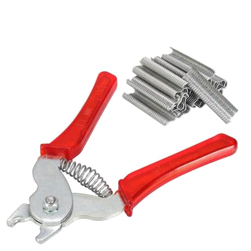 Zilimontt Drahtbefestigungszange mit 600 M-Ring-Clips, robustes Stahlgeflecht, Käfigbauwerkzeug für Geflügelnetze, Vogelkäfig und Wurstherstellung von Zilimontt
