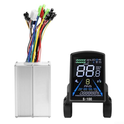 Zilimontt E-Bikes-Farbdisplay-Controller-Set, 5-adrig + 2-adriger gemeinsamer Stecker, Sinuswellen-Drei-Modus, bürstenloser Sinuswellen-Controller, S100-Farbdisplay von Zilimontt