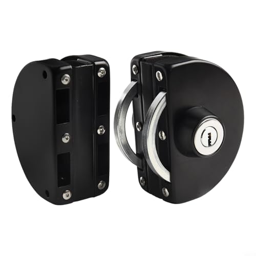 Zilimontt Edelstahl Glastürschloss für 10-13 mm rahmenlose Doppelschwing- oder Schiebetüren mit internem Knauf und externer Schlüsselsteuerung in Schwarz von Zilimontt