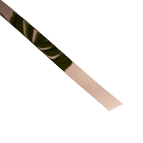 Zilimontt Edelstahl-Zierleiste, 25 mm x 5 m, flache Metall-Deckenleiste, Zierleiste für Wohnzimmer, Hotel, Wandkante, Fertigstellung ohne Bohren, langlebig, I (Roségold) von Zilimontt