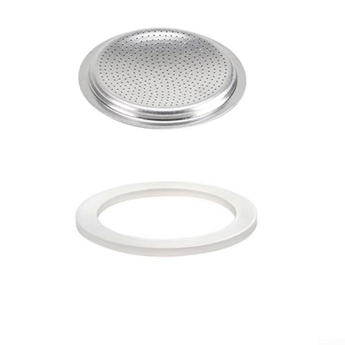 Zilimontt Ersatzdichtungs-Set für Kaffeemaschine, Mokkakanne, Espresso-Herdplatte, Zubehör, mehrere Größen, weicher, flexibler weißer Gummifilter (12 Tassen + Sieb) von Zilimontt