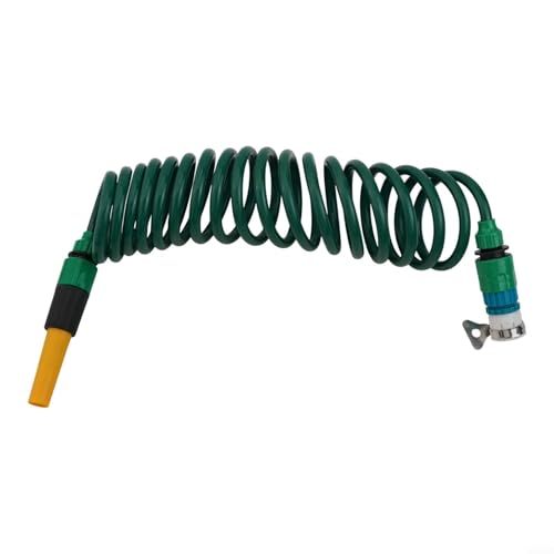 Zilimontt Flexibler Gartenwasserschlauch mit einziehbarer Spule, 5 m/10 m/15 m, mit verstellbarer Sprühdüse und Schnellanschluss für die Bewässerung im Freien und Autowäsche, langlebiger Kunststoff (5 von Zilimontt