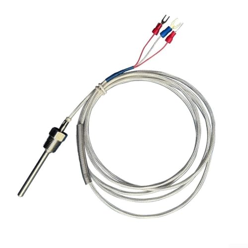 Zilimontt Für RTD PT100 Thermoelement-Sonde für BBQ-Grill mit 2 m elektromagnetischem abgeschirmtem Kabel, Edelstahl 304 Gewindehalterung für genaue Temperaturüberwachung von Zilimontt