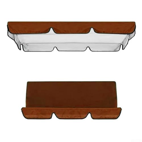 Zilimontt Gartenschaukel-Ersatz-Set für 3-Sitzer-Stühle, 210D silberbeschichtetes Oxford-Tuch, wasserdicht und sonnenfest, inklusive Oberbezug und Sitzbezügen, (Braun 164 x 114 x 15 cm) von Zilimontt