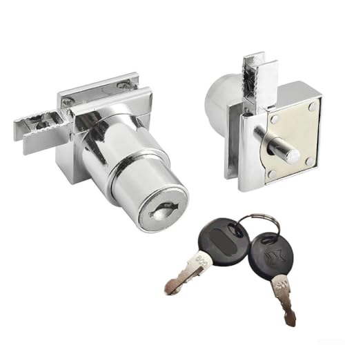 Zilimontt Glasschiebetürschloss-Set mit Schlüsseln für Vitrinen und Terrarien, Zinklegierung, rostbeständige Hardware für 5–8 mm Glas, einfache Installation, 1 Stück von Zilimontt