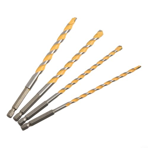 Zilimontt Hartmetallbohrer-Set mit 5 mm, 6 mm, 8 mm, 10 mm Sechskantschaft für Mauerwerk, Beton, Ziegel, Stein, Keramik, Granit, Fliesen, Holz, Kunststoff, 4-teilig von Zilimontt
