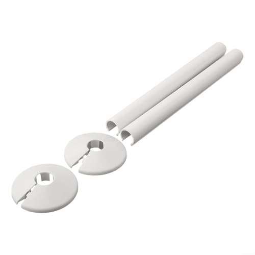 Zilimontt Heizkörperrohrabdeckungen und -manschetten, 200 mm, für 15-mm-Rohre, Kunststoffrohrhülsen mit Chrom-Finish, dekorative Heizkörperrohrhülsen für Badezimmer oder Zuhause, Sanitär, Weiß von Zilimontt
