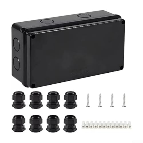 Zilimontt IP65 wasserdichte ABS-Elektro-Abzweigdose, 150 x 110 x 70 mm, Kabelverbindergehäuse für den Innen- und Außenbereich, mit wasserdichten M24-Kabelverschraubungen und 12-Streifen-Klemme Zilimontt IP65 wasserdichte ABS-Elektro-Abzweigdose, 150 x 110 x 70 mm, Kabelverbindergehäuse für den Innen- und Außenbereich, mit wasserdichten M24-Kabelverschraubungen und 12-Streifen-Klemme von Zilimontt