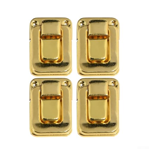 Zilimontt Iron Antik Hasp Lock Set mit 4 gebogenen Metallschnallen für Schmuckschatulle, Holzkoffer, Gepäck oder Koffer, dekorativ, Grün, Bronze, Silber, Gold (M Gold) von Zilimontt