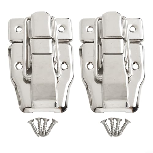 Zilimontt Knebelverschluss für Koffer, Werkzeugkasten, Truhen, Koffer, Eisenmaterial, Silber-Finish, Lift-Off-Design, 78 x 48 mm, Doppelpack, moderner Stil Zilimontt Knebelverschluss für Koffer, Werkzeugkasten, Truhen, Koffer, Eisenmaterial, Silber-Finish, Lift-Off-Design, 78 x 48 mm, Doppelpack, moderner Stil von Zilimontt