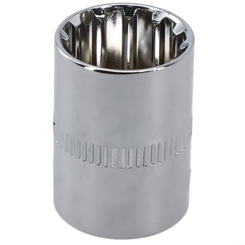 Zilimontt Kurzer 12-Kant-Steckschlüssel-Bit, 1/4-Zoll-Vierkantantrieb, Chrom-Vanadium-Stahl für Ratschenschlüssel oder Torx-Bit-Adapter, Größen 4 mm bis 14 mm, korrosionsbeständiger Spiegel (13 mm) von Zilimontt