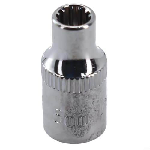Zilimontt Kurzer 12-Kant-Steckschlüssel-Bit, 1/4-Zoll-Vierkantantrieb, Chrom-Vanadium-Stahl für Ratschenschlüssel oder Torx-Bit-Adapter, Größen 4 mm bis 14 mm, korrosionsbeständiger Spiegel (5 mm) von Zilimontt