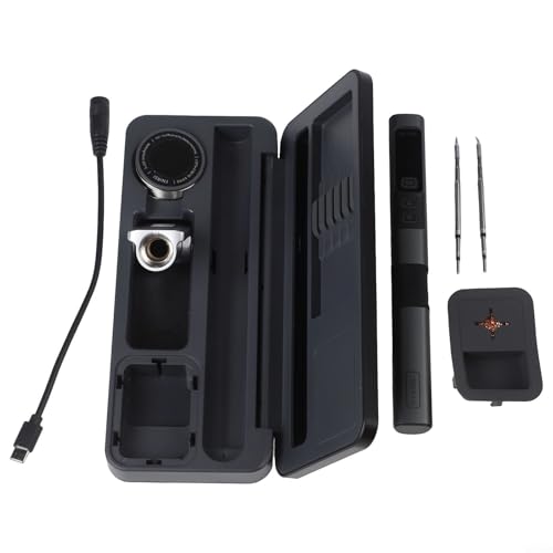 Zilimontt Lötkolbenstation mit 2,4 cm (0,96 Zoll) IPS-Farbbildschirm, 100 W Leistung, PD/QC/DC Multi-Protokoll-Unterstützung, für CNC-Gehäuse aus Aluminiumlegierung für mobile Werkbank-Aufbewahrung von Zilimontt