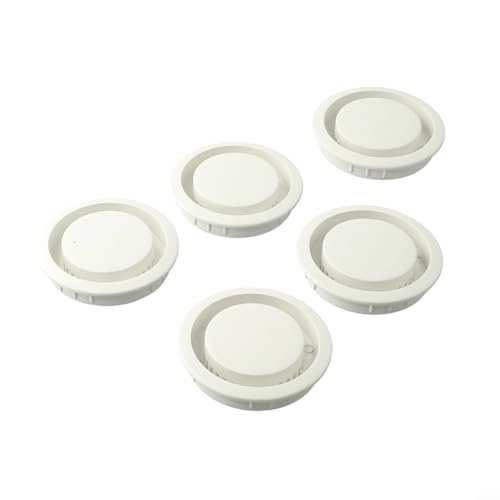 Zilimontt Lüftungsgitter aus ABS-Kunststoff, 50 mm, rund, für Schrank-Lüftungsgitter, mit eingebettetem Design für einfache Installation, ideal für Schränke, 5 Stück (weiß) von Zilimontt