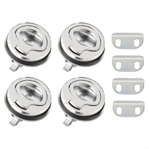 Zilimontt Marine Boot Flush Pull Luke Slam Latch Cabinet Lock Door Handle Alloy Embedded Locker Hardware With 1.77 Inch Diameter For RV RV Shower Room Bathroom(4Pcs) von Zilimontt