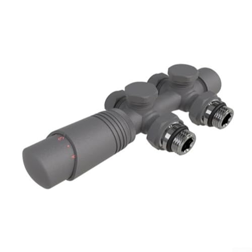 Zilimontt Messing H-Typ Thermostat-Heizkörperventil mit G1/2-Zoll-Anschluss für 50 mm Doppelrohr-Zentralheizungssysteme, 7-stufige Temperaturregelung 0-28 °C, kompatibel (grau) von Zilimontt