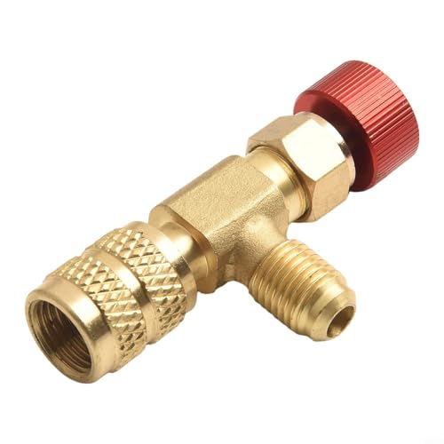 Zilimontt Messing-Klimaanlagen-Sicherheitsventil-Adapter für R22 R410, auslaufsicher für HVAC-Anschlusswerkzeug für Kälte-Wartung und Kühlmittel-Ladeschlauch (R22 unten R410) von Zilimontt