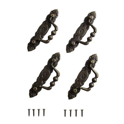 Zilimontt Möbelgriffe im Antik-Stil, Zinklegierung, Retro-Ringgriffe für Schränke, Schubladen, Kleiderschränke, Kommoden, Küchenschränke und Innentüren, Bronzefarben (Bronze), 4 Stück von Zilimontt