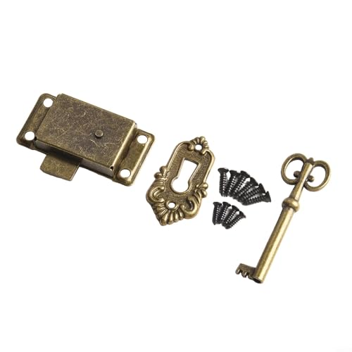 Zilimontt Möbelschloss-Set im Vintage-Stil mit Schlüssel, antikes Metall-Schranktürschloss, Retro-Schublade und Schmuckkastenschloss, Hardware für Kleiderschrank oder Schrank, Grünbronze oder Rot von Zilimontt