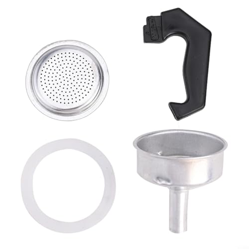 Zilimontt Mokkakanne Ersatzteil-Set, Kaffeemaschine, Zubehör, Filter für 1, 3, 6, 9, 12 Tassen, mit Griffdichtung, Trichter, Espressokocher (1 Tasse) von Zilimontt