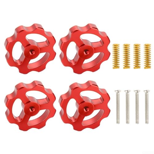 Zilimontt Nivelliermutter-Set aus Aluminiumlegierung, 4 Stück Aluminium-Hand-Nivelliermutter und 4 Stück Feder-Set für 3D-Drucker, kompatibel mit Ender von Zilimontt
