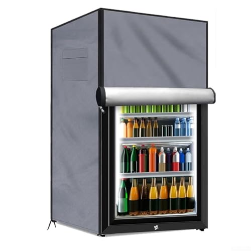 Zilimontt Outdoor-Kühlschrank-Abdeckung, staubdicht, Mini-Gefrierschrankabdeckung, zum Schutz von aufrechten Gefrierschränken/Getränkekühlschränken (grau L) von Zilimontt