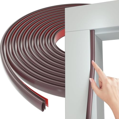 Zilimontt PVC-D-förmiger Türdichtungsstreifen, 9 x 6 mm, 3 m, Zugluftstopper für Türrahmen und Fensterisolierung, Spaltdichtung 2,5–5,5 mm, für Zuhause oder Büro, Energieeffizienz, 3 m, Schwarz von Zilimontt