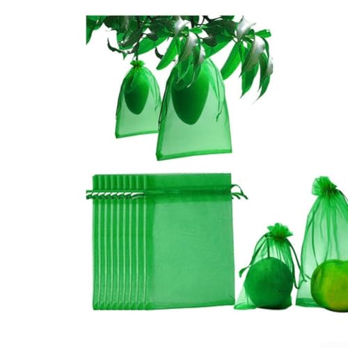 Zilimontt Pflanzenschutz-Netzbeutel Garten Obst Abdeckung Kordelzug Netz gegen Vögel Insekten wiederverwendbar atmungsaktiv Organza für Tomaten Trauben Äpfel Grün 15 x 20 cm (10 x 12 cm 50 Stück) von Zilimontt
