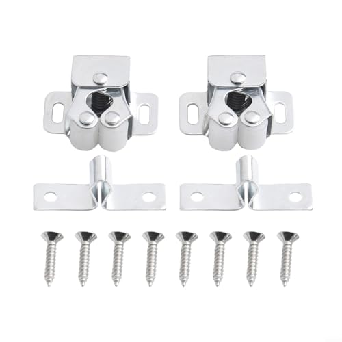 Zilimontt Push to Open Schranktür-Riegel-Clips, Doppelrollenschnäpper mit verschleißfester Gummidichtung für Kleiderschrank, Schrank und Schublade, sanftes Schließen, geräuschlos (weißes Zink) von Zilimontt