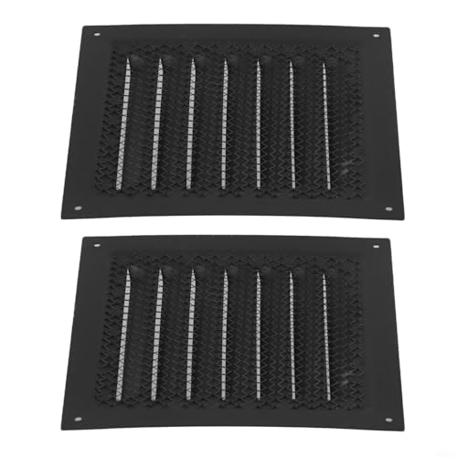 Zilimontt Quadratisches Lüftungsgitter aus Edelstahl, 15 x 15 cm, Decken- und Seitenwand-Entlüftungsabdeckung mit Schutzgitter für Küche, Bad, für HLK-Systeme, Anthrazit oder (2 Stück, Schwarz) von Zilimontt