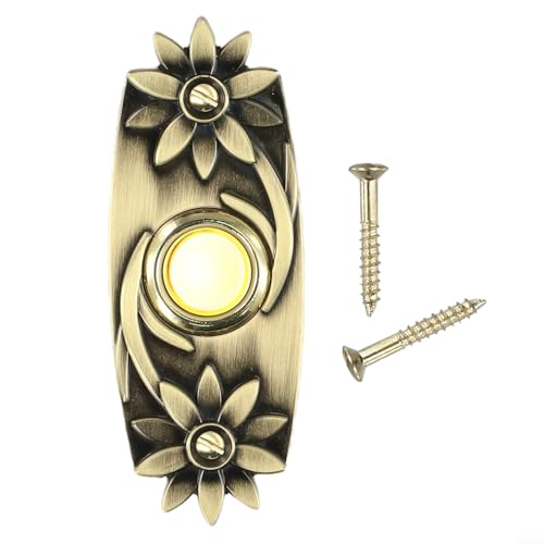 Zilimontt Robuster Metall-Türklingel-Druckknopf, antikes Bronze-Finish, beleuchtetes LED-Licht für Tag- und Nachtsichtbarkeit, wasserdicht und wetterbeständig, einfach von Zilimontt
