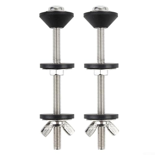 Zilimontt Robustes WC-Sitzschrauben-Set mit extra langen Schrauben aus 304 Edelstahl und Gummi-Unterlegscheiben, auslaufsichere Flügelmuttern für sichere Befestigung von WC-Tank und Pfannen von Zilimontt
