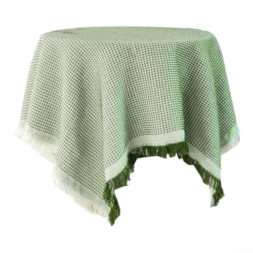 Zilimontt Runde Tischdecke – 130 cm Tischdecke waschbar – Esstischabdeckung für Geburtstagsparty Café Restaurant Buffet – Boho-Quasten-Tischdecke (grün) von Zilimontt