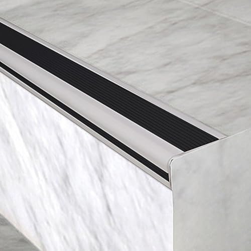 Zilimontt Rutschfester Treppenkantenschutz, PVC-Gummi, Treppenkantenschutz für Innen- und Außenbereich, Sicherheitsstreifen, gerillt, rutschfestes Design, einfache Installation und Reinigung, ideal von Zilimontt