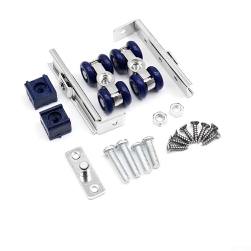 Zilimontt Schiebetür-Rollen-Hardware-Set mit Riemenscheiben aus Legierung und Schiene, einfach zu installieren, Ersatzrollen für Holz- oder Duschtüren, leichtgängiges Aufhängen (A) von Zilimontt