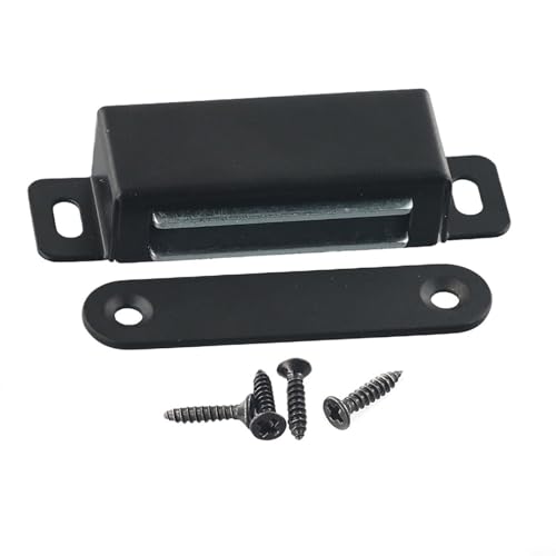 Zilimontt Schwarzer magnetischer Türschnapper, robuster Schrankriegel, 40 kg Zugkraft, Edelstahl, Schrankmagnete für Küche, Bad, Balkon, Schubladen, Schiebetüren (L) von Zilimontt