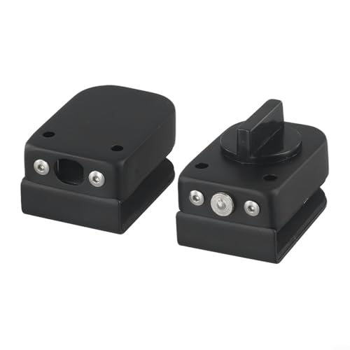 Zilimontt Schwarzes rahmenloses Glastürschloss SUS304 Edelstahl, ohne Bohren, Schiebetür für 8–12 mm Glastüren, modernes schwarzes Finish, sicherer Verriegelungsmechanismus (B) von Zilimontt