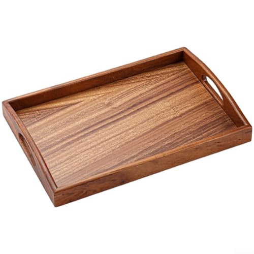Zilimontt Serviertablett aus Walnussholz mit ergonomischen Doppelgriffen, rechteckige Platte für Teesets, Kaffeeservice, Snacks und die Küche zu Hause in natürlichem braunem Finish (D) von Zilimontt