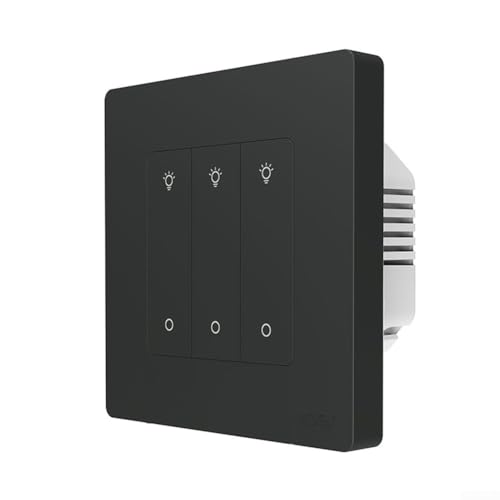 Zilimontt Smart Dimmer Schalter für Zigbee Licht Dimmen App Steuerung Beleuchtung 1 2 3 Gang kompatibel mit Stimme Grau Weiß Wandhalterung Schalter mit Timing-Funktion (grau 3 Gang) von Zilimontt