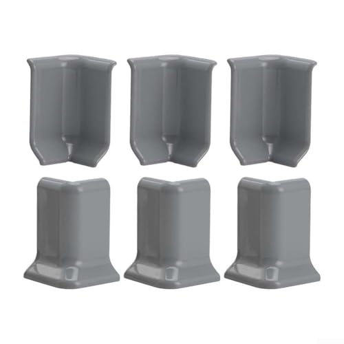 Zilimontt Sockelleisten-Eckblöcke für 5,4 cm hohe Wandsockel-Dekoration Innen- und Außeneckverbinder, ABS-Material, 6-teiliges Set zur Installation von Dekoration (S Grau) von Zilimontt