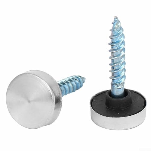Zilimontt Spiegelschrauben, 16 mm, verchromt, dekorative Kappe, Edelstahl-Nägel mit Messing- und Gummi-Unterlegscheiben für Spiegel, Glasschilder, Badezimmerpaneele, Schränke und von Zilimontt